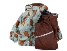 CeLaVi rainwear pants and jacket with fleece lining slate gray bears